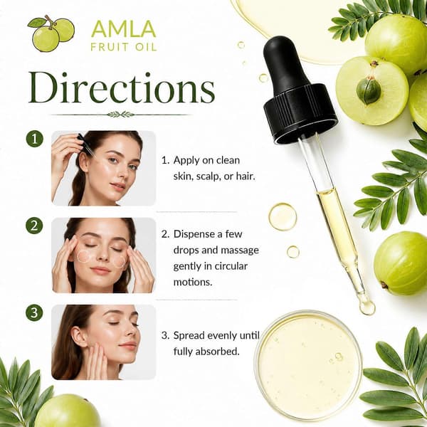Amla Fruktolja, vårdar hårbotten och hud, lättviktsformula 60ml 2pcs