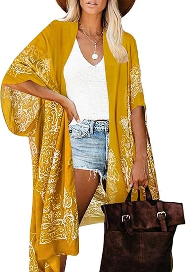 Kimono för kvinnor Baddräktsrock Strandrock Baddräktskofta