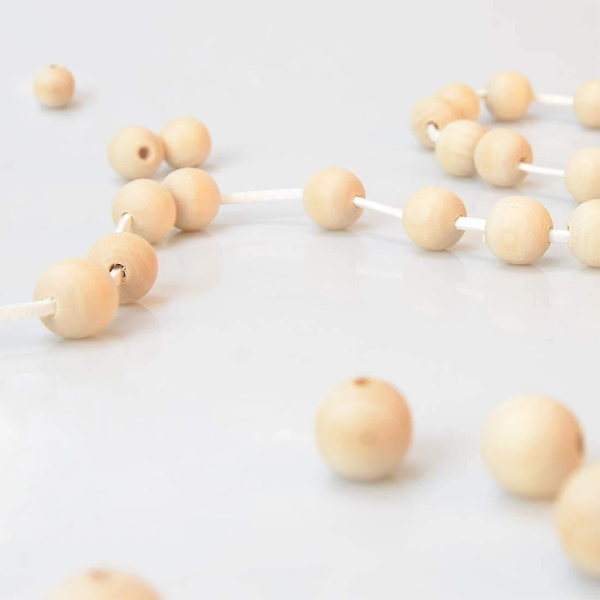 200 stk. 16 mm træperler naturlige ubehandlede runde træperler løse træperler træafstandsperler til håndværk dekorationer 200PCS