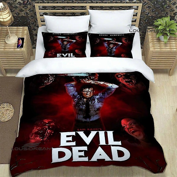 v961 Sängkläder The Evil Dead tryckta sängklädesset utsökta tillbehör set påslakan sängtäcke set sängkläder set lyxig födelsedagspresent 3-delat sängset 240x260cm 94x102in