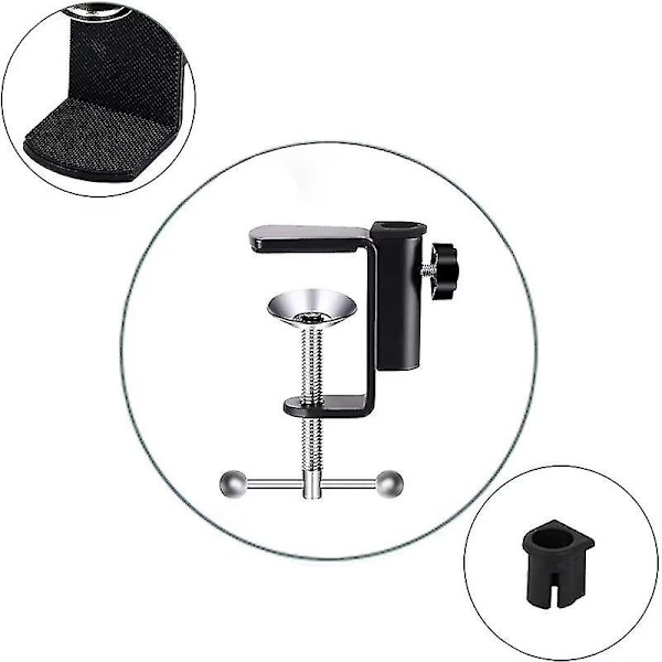 2 stk. Justerbar 0-50mm Arm Skrivebords Klemme Bordlampe Klemmeholder Metal Stativ - Sort