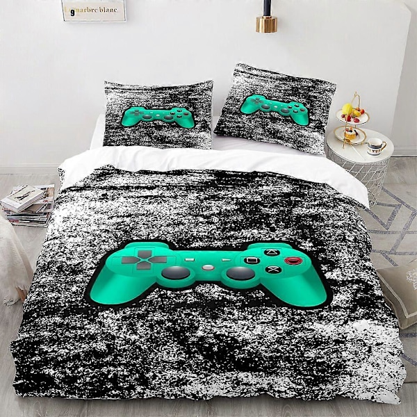 v5505 Sängkläder 3 Delar Gamepad Pojkar Sängklädesset Påslakan Örngott Storlek Sängkläder IU5505 135x200cm 53x78in