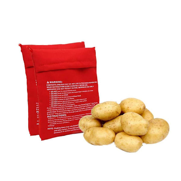 4 st röda återanvändbara mikrovågsugnspåsar för potatis, bakpåsar för potatis, mikrovågsugnspåsar för potatis Express