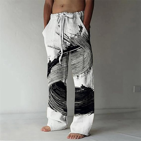 Herre Sweatpants Bukser Bløde Komfortable Løs Pasform Brede Ben Bukser Sportsløb Jogger Bukser Snøre Med 6 Sorte Combat 4XL White