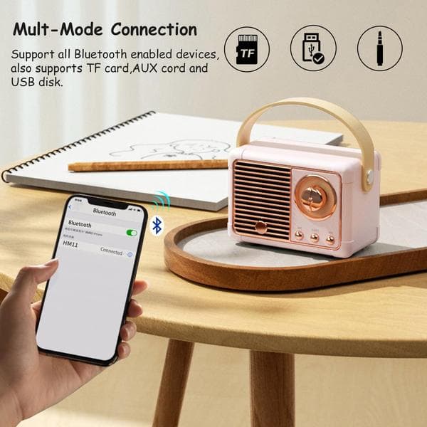 Retro Bluetooth Speaker, Portable Wireless Speaker, Classic Retro FM Radio, High Volume, Bluetooth 5.0 Wireless Connection.