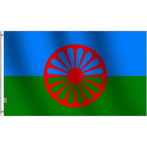 Aerxemrbrae Custom Flag 90*150cm (3x5ft) Rom Gypsy Flag Of The Romani People Banner 120 by 180cm