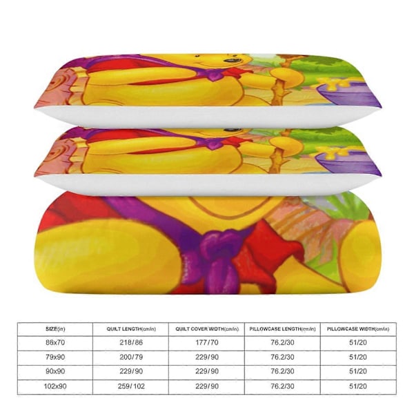 v815 Winnie the Pooh 3-delt dobbeltsengsæt - Inkluderer 1 enkelt dyne og 2 pudebetræk - Falmebestandig mikrofiber - Winnie the Pooh io815 240x260cm 94x102in