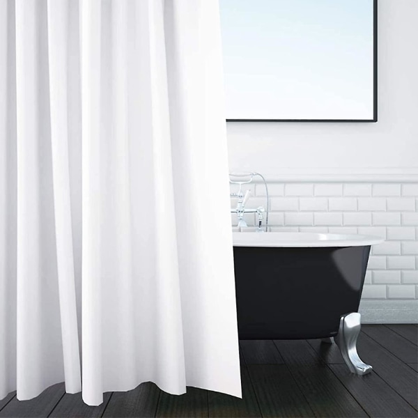 Enkel vit duschdraperi i tyg - 180 x 220 cm - Extra lång