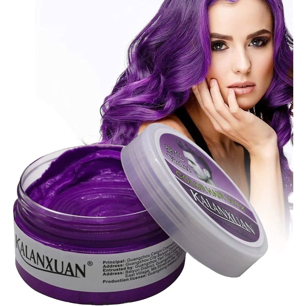 Tillfällig hårvaxfärg, lila hårfärgning, lila hårvax hårstilsfärgning lera, hårsprayfärg för män Kvinnor Omedelbar styling Purple 100g