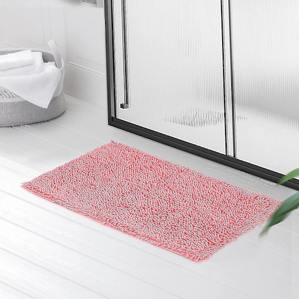 Mikrofiber badmatta, badrumsmatta längd 40 x 60 cm, toalettmatta, mjuk, halkfri, rosa