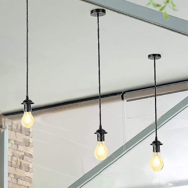 2 stk E27 Svart Krom Lampe Takrosett Lysarmatur