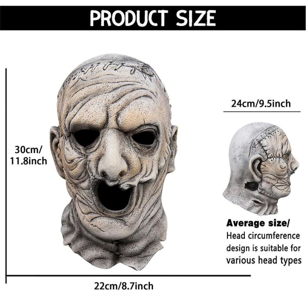 Halloween-fest rekvisita skrämmande Texas Chain Saw Massacre Cosplay Mask Horror Mask Creepy Mask Huvudbonad Huvudbonad without Hair