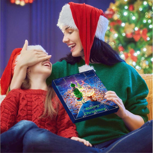 2023 Christmas Grinch adventtikalenteri Joulu 24 päivän lähtölaskenta kalenterit Söpöt sarjakuvat tonttuhahmot nukke sokealaatikko Lahjat lapsille Aikuiset