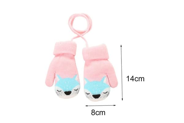 Baby Tecknad Räv Slingback Varma Stickade Vantar