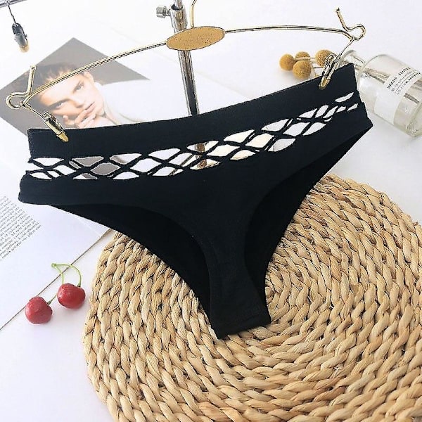 Nya Sömlösa Trosor med Urringning - Sexiga Damunderkläder, Sport, Hög Midja, Bomullsunderkläder, Sexiga G-string, Passform, Sexiga Kvinnliga Underbyxor Black 1pc