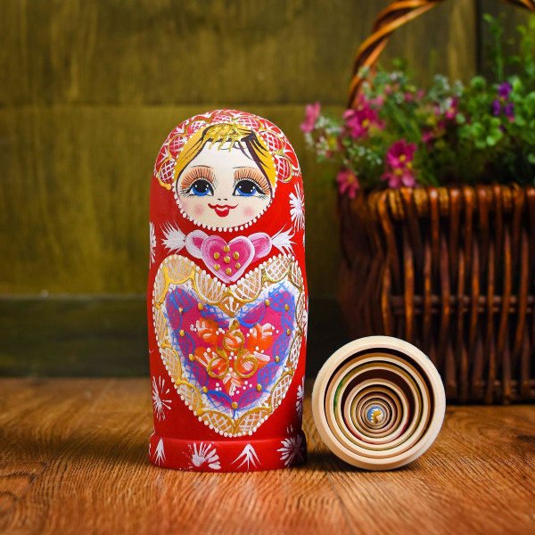 10 kerrosta puisia lasten venäläisiä pesimänukkeja käsinmaalattu pinottava lelu