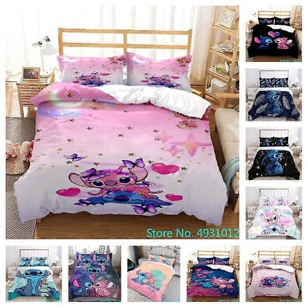 v4883 Sängkläder Lilo och Stitch Heminredning Sängset Tecknad Donna Örngott Mjuka Sängkläder Sänglakan IU4883 200x200cm 78x78in