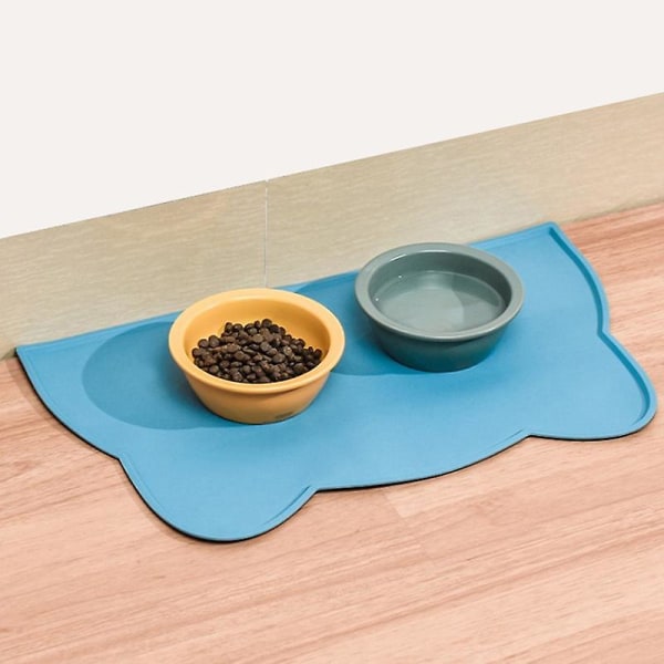 Pet Silicone Food Mat Portable Waterproof Non-slip Feeding Mats Bowl Cushion Blue onesize