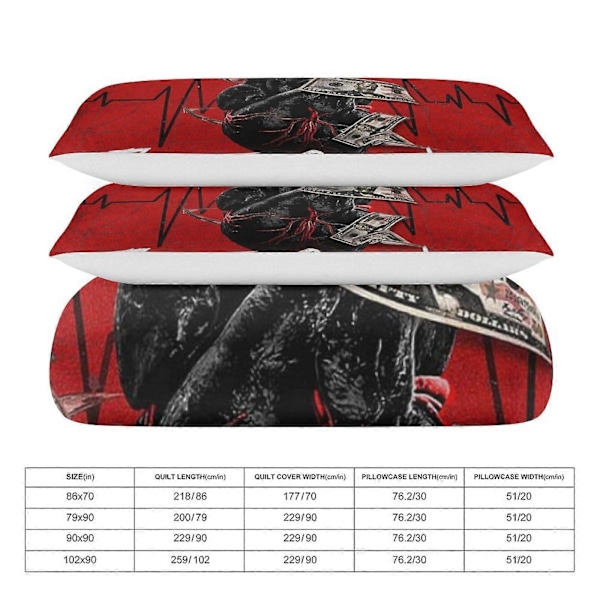 c342 Rod Wave Sängkläder Set Påslakan Bekvämt och Lättviktigt Tecknat Sängkläder 3 Delars Sängset Enkel(1 Påslakan och 2 Örngott) hn925 135x200cm 53x78in