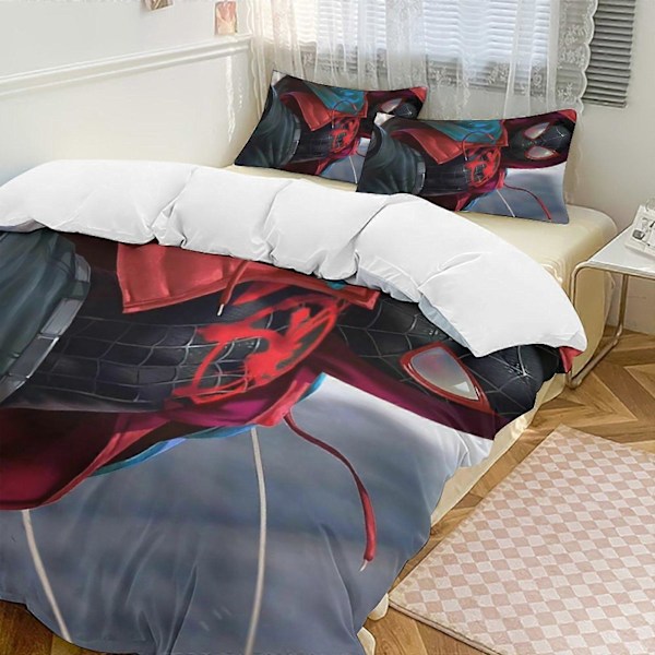 v280 Spider-Man 3-delt sengesett for enkeltseng - Inkluderer 1 enkelt dyne og 2 putetrekk - Falmebestandig mikrofiber - Spider io280 135x200cm 53x78in