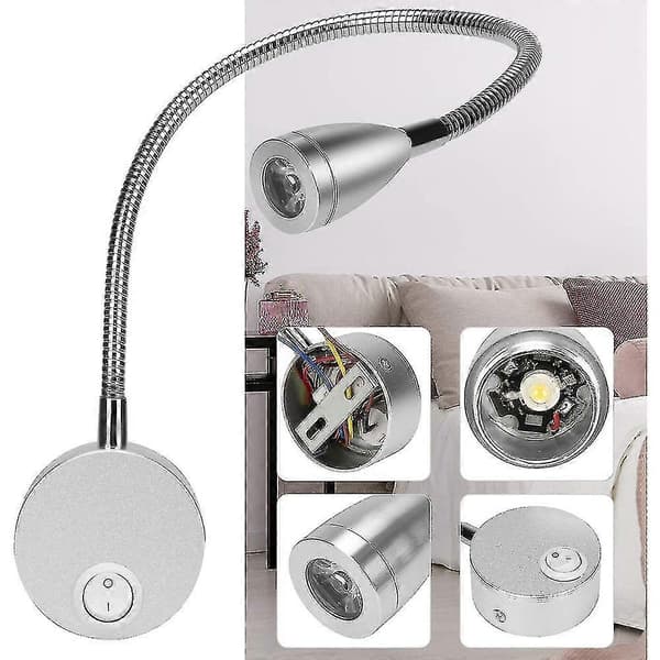 Læselamper til sengen, justerbar minimalistisk LED sengelampe (sølv 1 stk)
