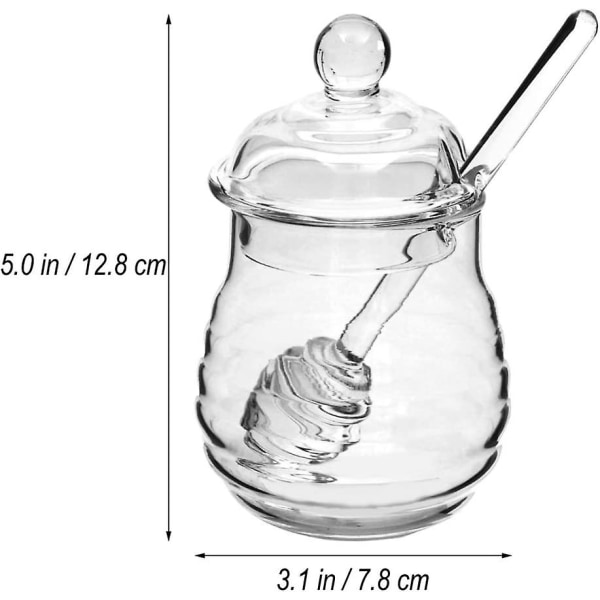 250 ml glas klar honningkrukke med dråbe og låg låg, varmebestandig honninggryde til hjemmet