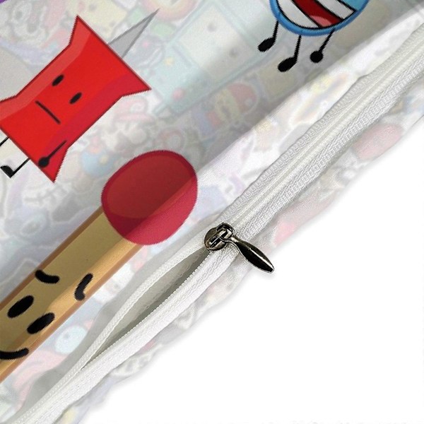 x235 Battle for Dream Island BFDI Peitto Mikrokuitu Vuodevaatesetti 3D-painettu Kevyt 3-osainen Peittosetti, 1 Peitto ja 2 Tyynyliinaa 135x200cm 53x78in