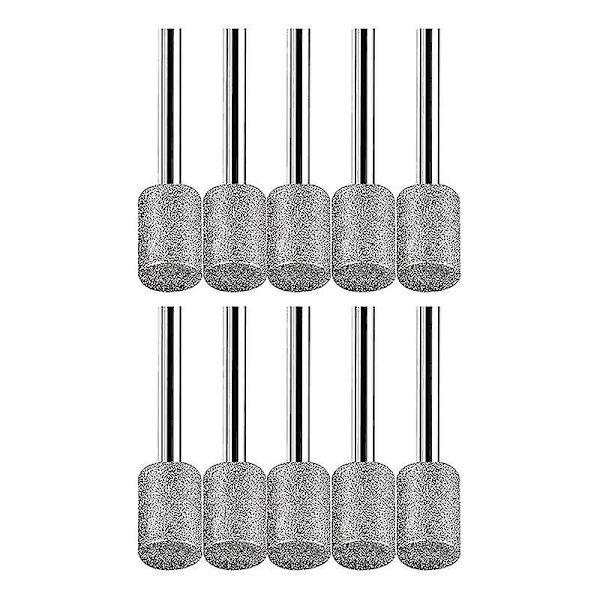 10 st 8 mm Cylindrisk huvud Diamant Burr Sten Snidning Slipning Set för Sten Stenar Glas Keramik-fo Silver