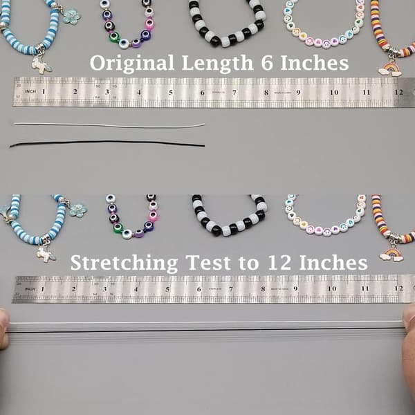 Elastisk tråd til armbånd, 2 ruller 1 mm Robust elastisk tråd til smykkefremstilling, halskæder, perler sort og hvid Black and White