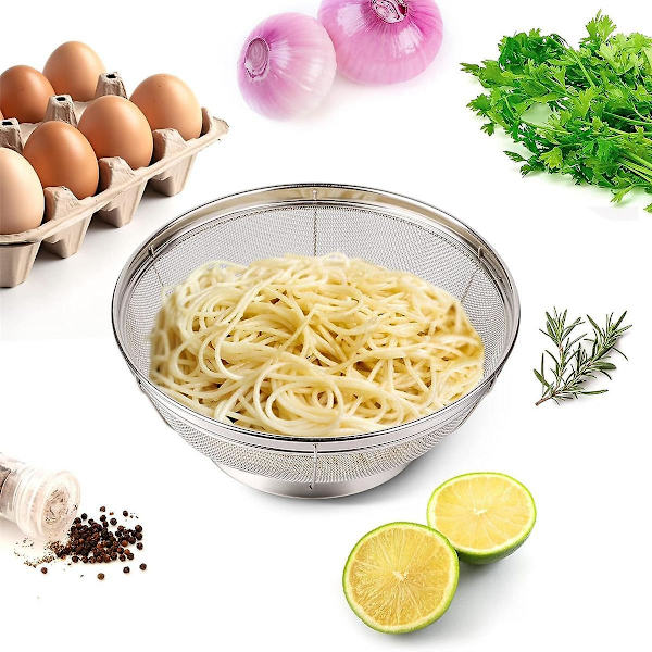 5-pakks siler for kjøkken, rustfritt stål dørslag, finmasket sil for pasta, ris og frukt Silver