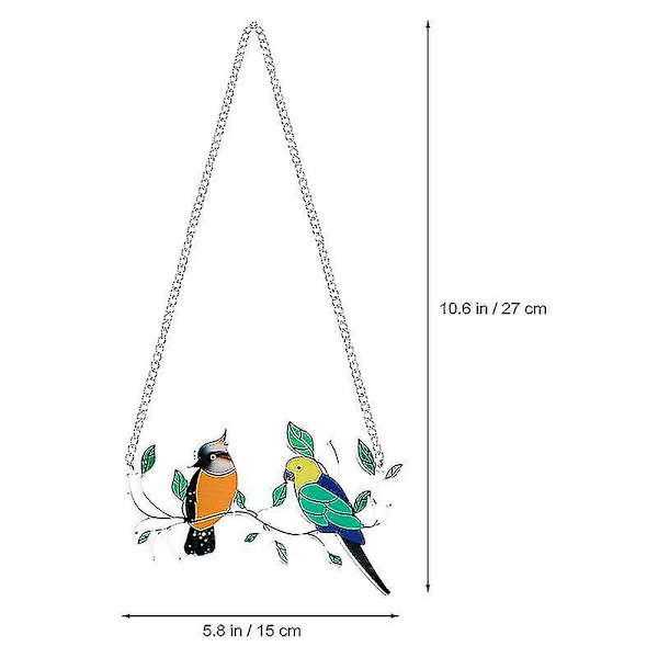 Fugle på en ledning Multicolor Farverige fugle vægophæng Akryl vindue ornament Bd