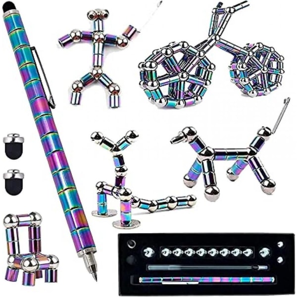 Avlastning Magnetisk Metallpenna, Stresslindrande, Strato Penna Multifunktionell Deformerbar Magnet Skrivpenna Polar Penna (färgglad)