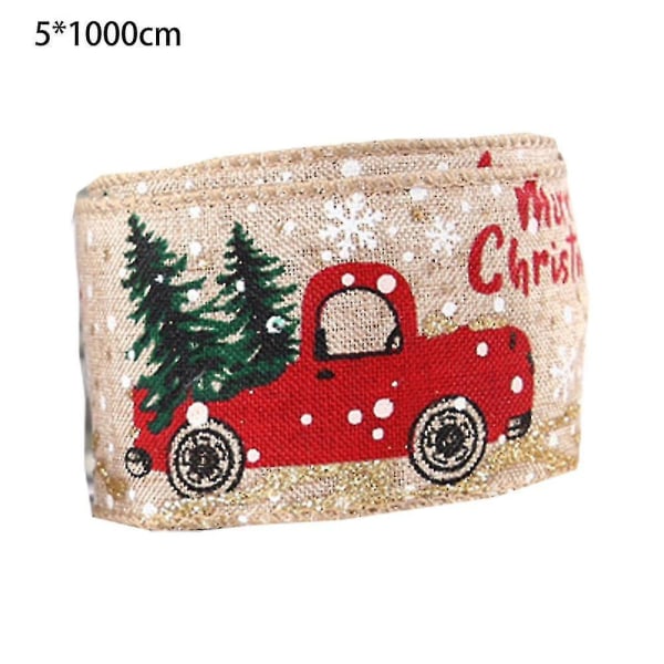 Jouluaiheiset reunusnauhat joulukuuseen, lumimieskuorma-auto, reunusnauha joulukoristeisiin, 10 m khaki car