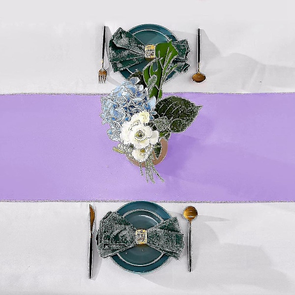5-pack satin bordslöpare 12 x 108 tum lång, lavendel bordslöpare för bröllop, födelsedagsfester Purple