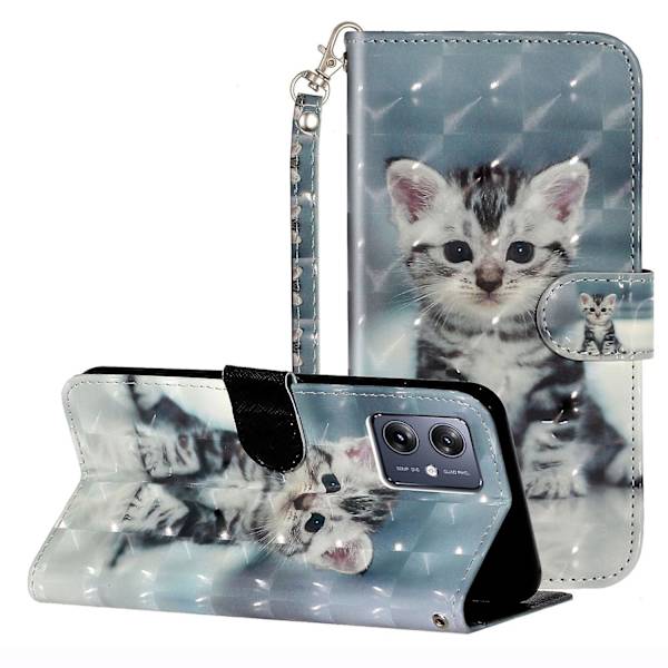 För Motorola Moto G14 5g Plånboksfodral i Läder 3d Mönster Folio Cover Cat
