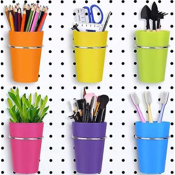 6 Sets Pegboard Bins With Rings Hooks With Pegboard Cups Coloful