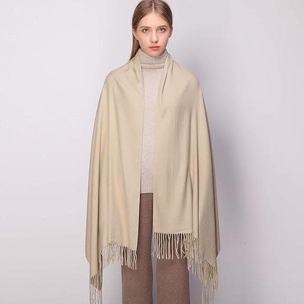 Dam Pashmina Sjalar och Wraps för Bröllopssjalar för Kvinnor Vinter (Beige)