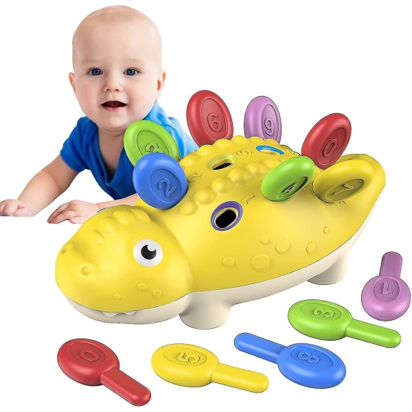 Baby Sensory Dinosaur Leksaker Finmotorik Leksaker, Pedagogiska inlärningsleksaker för toddler Födelsedagspresenter yellow
