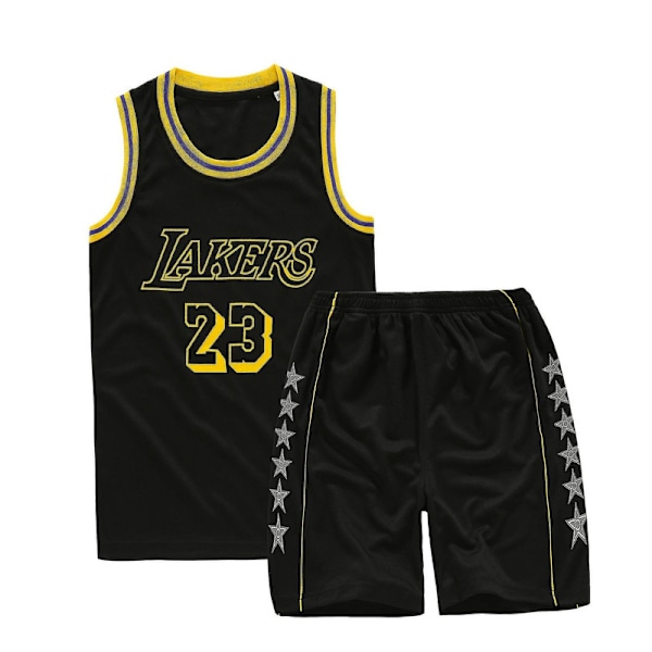 Lakers #23 Lebron James Tröja Nr.23 Basket Uniform Set Lila / Svart Black XL (150-155cm)