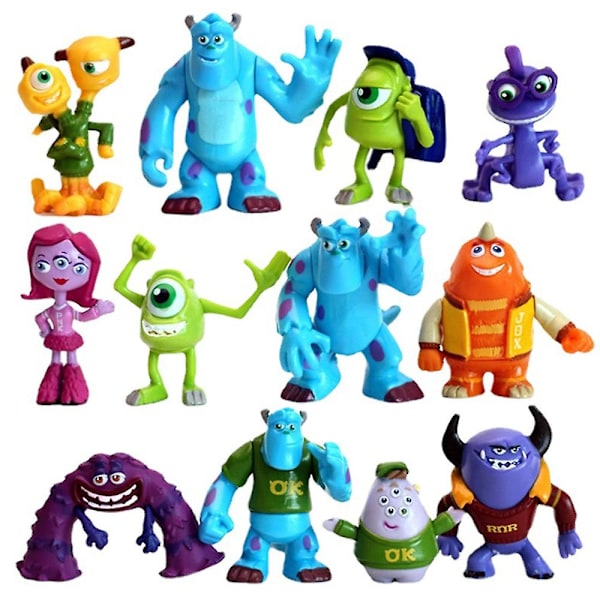 12 stk. Monsters University figurer lekesett, poserbare filmfigurer actionfigurer samleobjekt modelldukker for barn