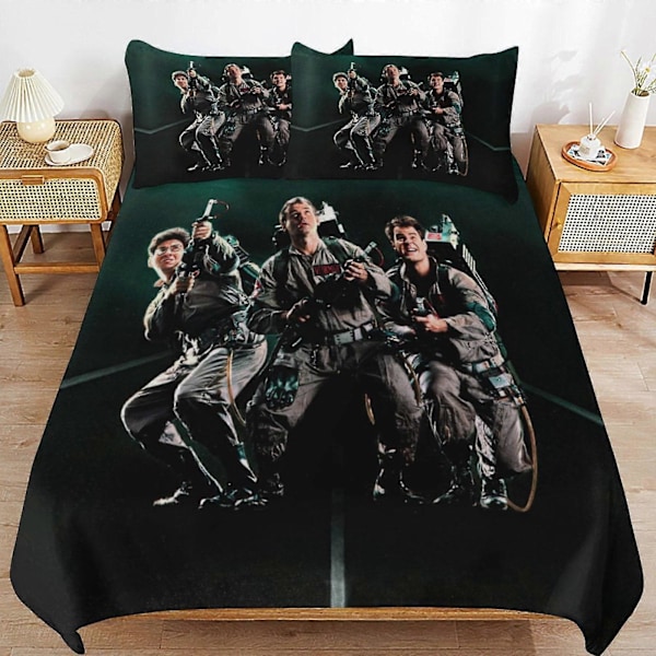 x343 Ghostbusters Påslakanset Mikrofiber Sängkläder 3D-tryckt Lättviktigt 3-delars Täcke Set, 1 Påslakan och 2 Örngott för Barn Pojke 200x200cm 78x78in