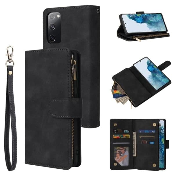 Samsung Galaxy S20 FE - Multifunktionelt Pungcover - Sort Sort Sort
