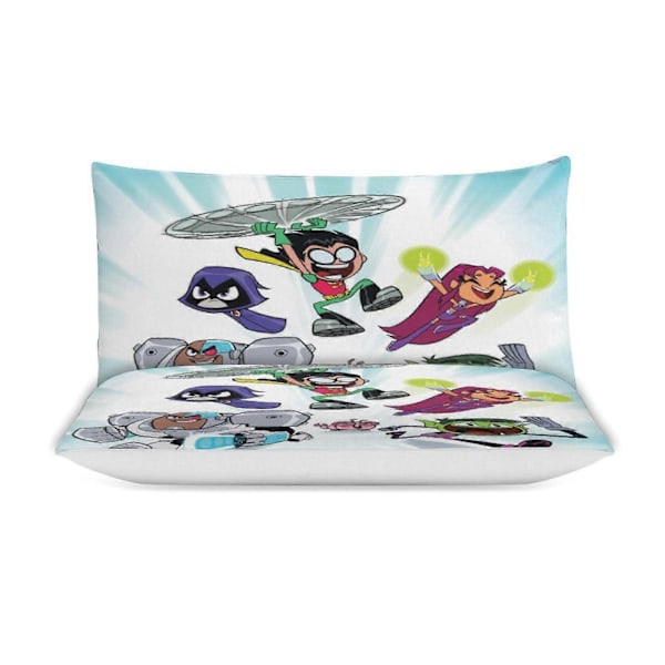 x377 Teen Titans Go 3-delt sengetøjssæt Varmt og behageligt blødt dynebetræk sengetøjssæt med 1 dynebetræk og 2 pudebetræk til soveværelse b377 200x200cm 78x78in
