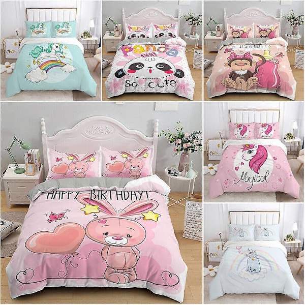 v4688 Sängynlakanat Söpöt Eläimet Pussilakanasetti Tyttöjen Sängyn Tyynyliina Sängynlakanat IU4688 135x200cm 53x78in