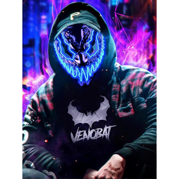 Halloween Maske LED Lys Op Maske til Voksne Børn, Unik Neon Glød Masker med Mørke og Onde Glødende Øjne, Iøjnefaldende Truende Cool Halloween Kostume