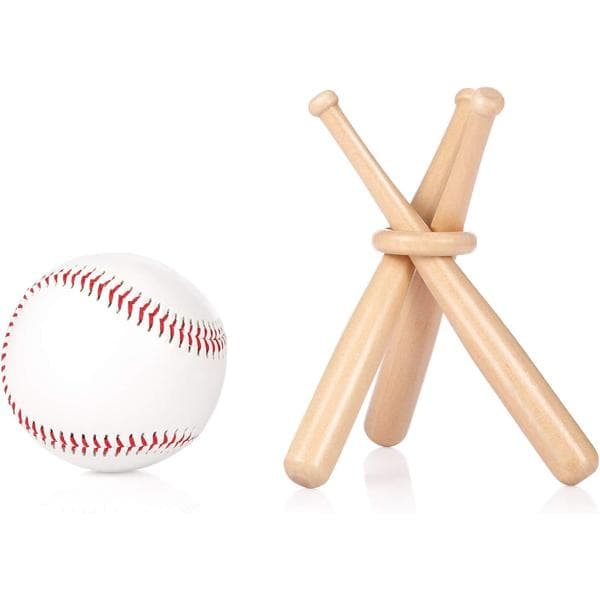 Baseball displaystativ, ball display, tre displaybord, solid rund trepinne, for baseballentusiaster (baseball ikke inkludert)