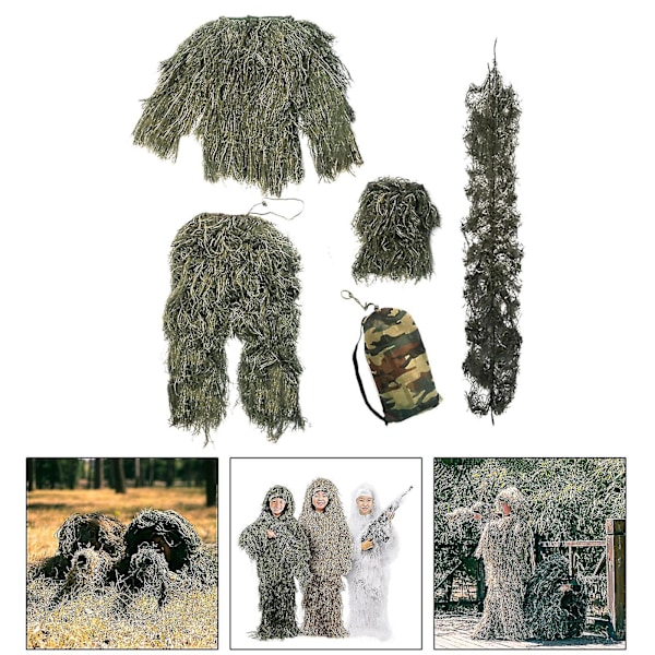 Lasten Ghillie-asu naamiointi taisteluun sotapelissä, metsänvihreä 140~160cm