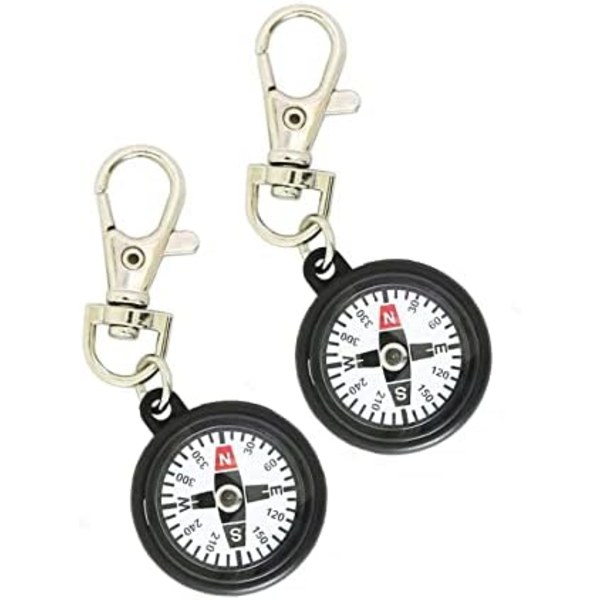 Kompass Nyckelring Orientering Kompass Vandring Ryggsäck Kompass Mini Överlevnadskompass Navigationsverktyg Present för Vandring Pack med 2