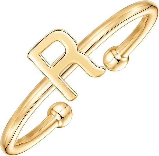 14K Guldbelagt Justerbar Ring med Initialer | Dame Ring med Initialer | Moderigtig Ring til Kvinder