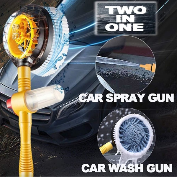 Biltvättborstesats,biltvättborste med långt handtag, 360 spins bilmopp skummar automatiskt biltvättsats, avtagbar mikrofiberrengöringsborste för bil